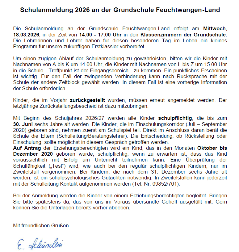 Schulanmeldung